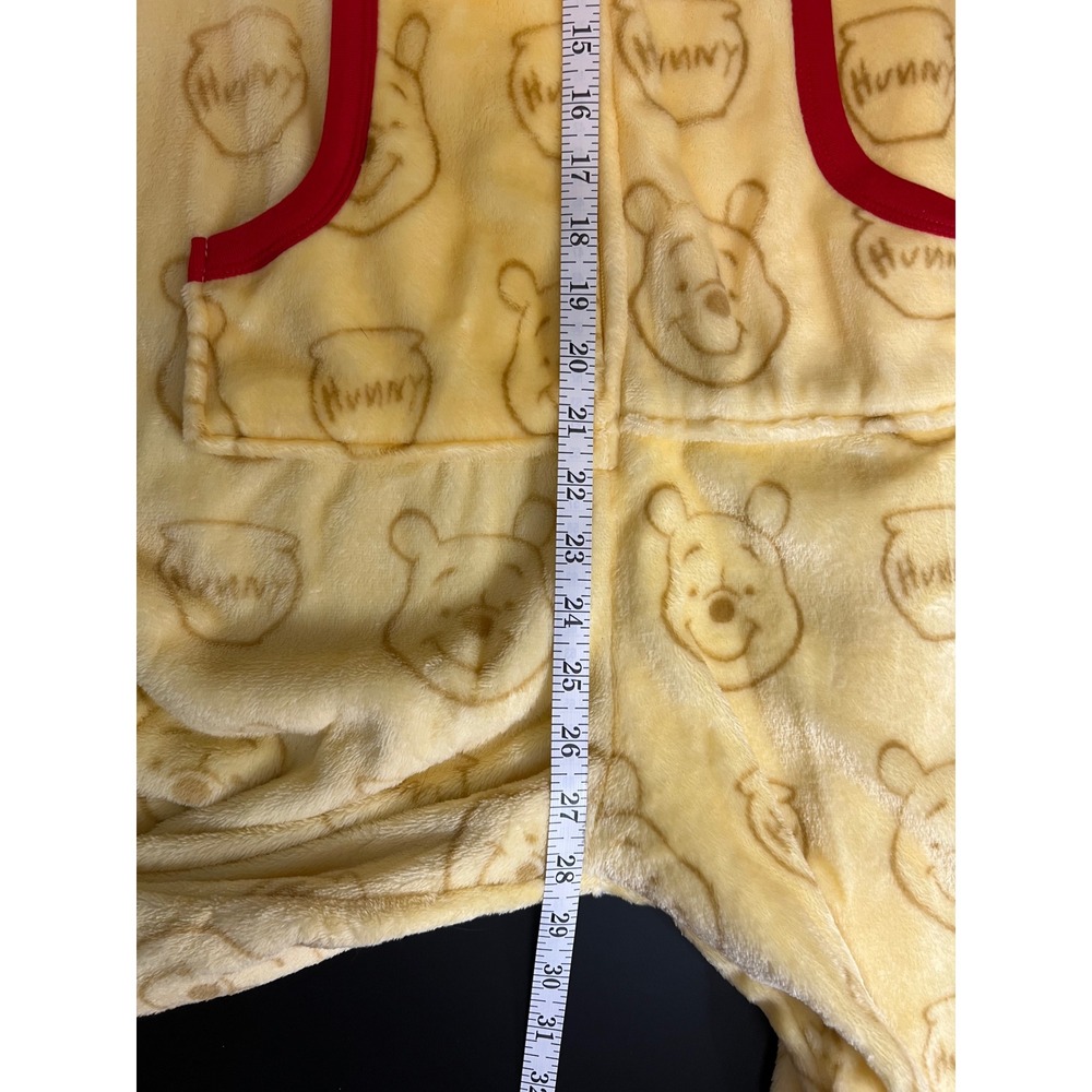 Disney Winnie the Pooh Plush Fleece Hooded One Piece Union Suit Yellow Large L - Picture 14 of 15